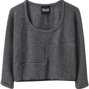 VENA CAVA black gray striped cropped sweater small